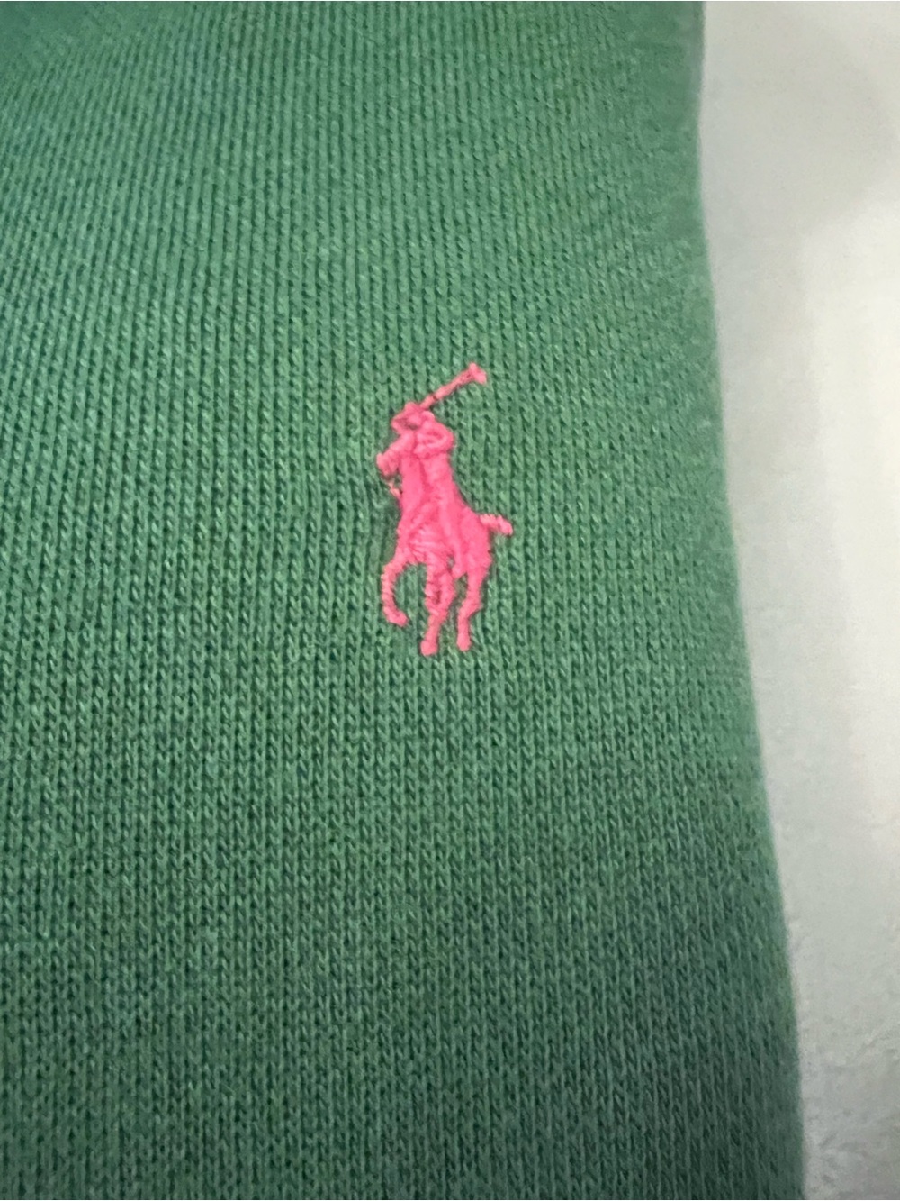 Vintage Ralph Lauren Green Shrunken Zip Hoodie with Pink Pony Embroidery - Picture 7 of 7